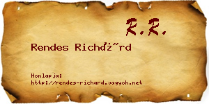Rendes Richárd névjegykártya